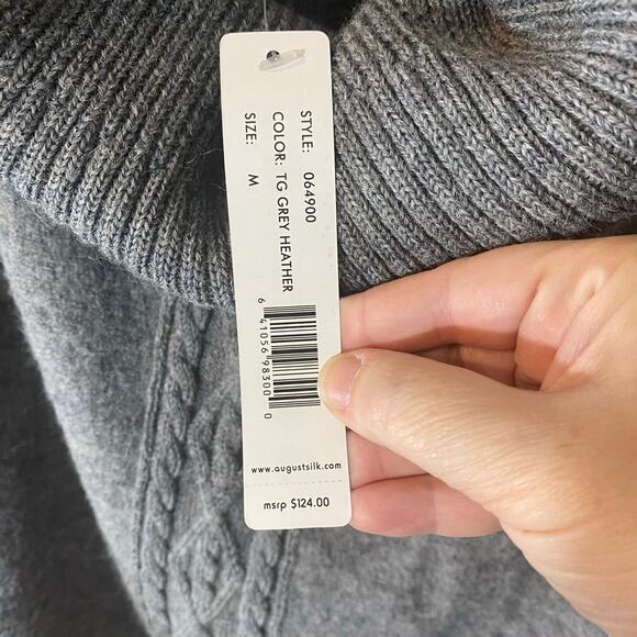 August Silk 100% Wool Poncho Sweater Gray Heather Cowl Neck NWT M - Picture 5 of 8